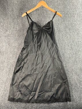 Vintage Y2K Whimsygoth Goth Punk grunge Lace-Trim Black Slip Dress